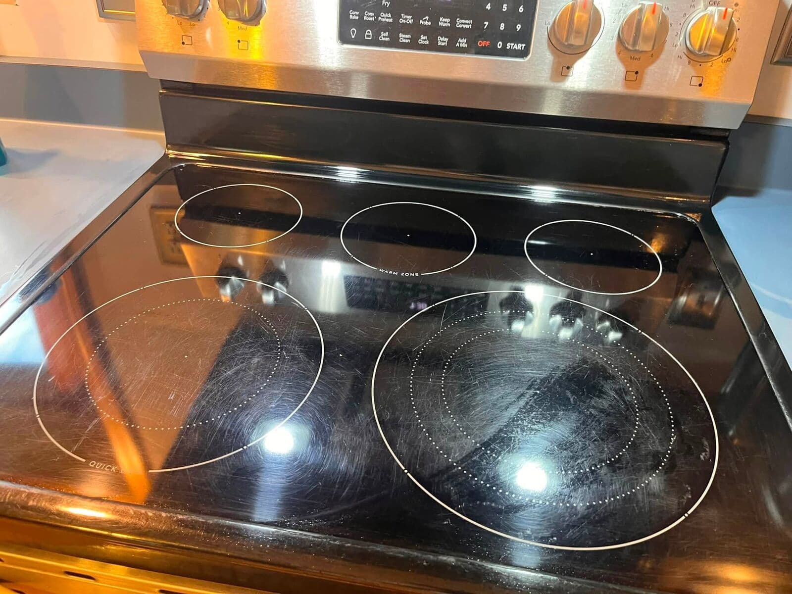 Glass cooktop wiped spotless