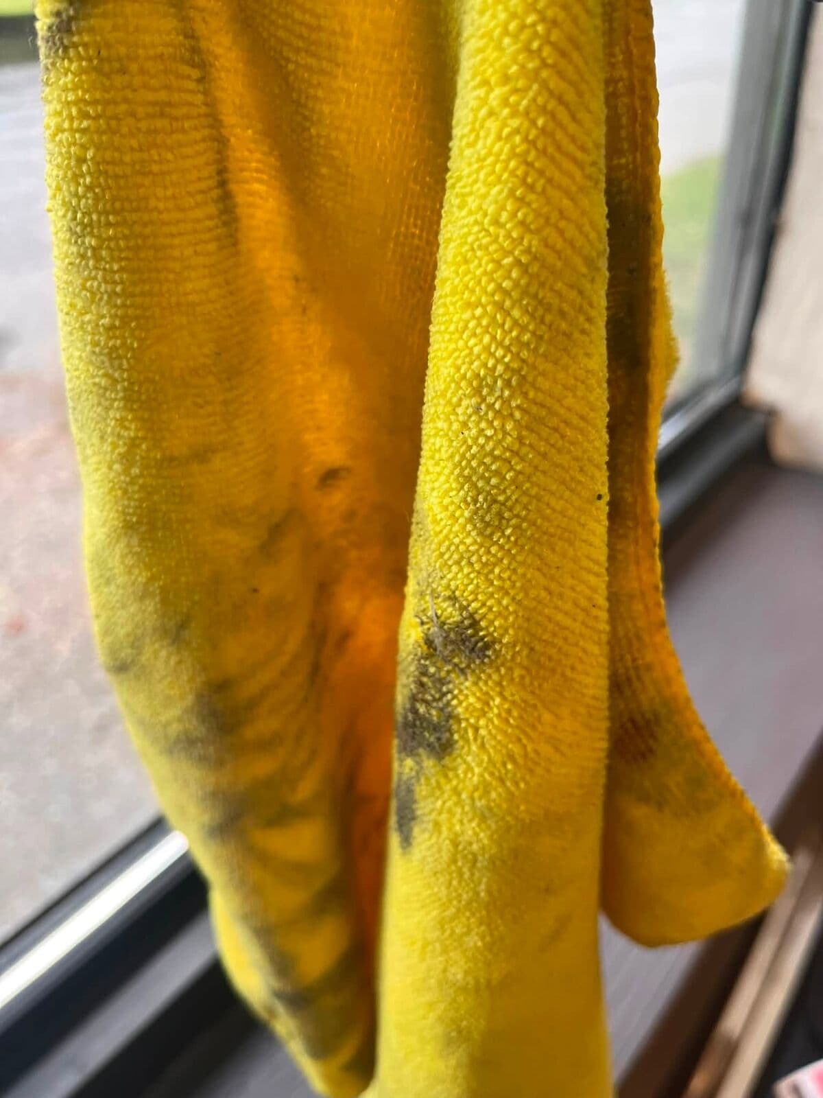 A cleaning rag after one pass